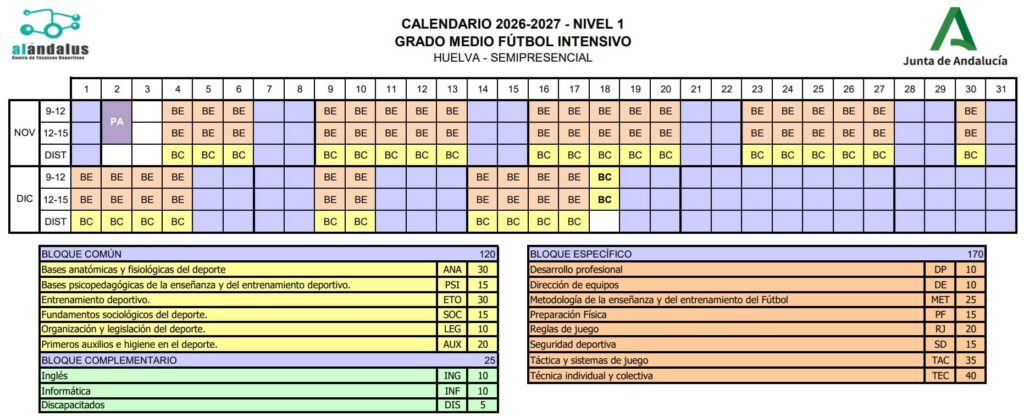 calendario nivel 1 fútbol al Ándalus huelva mañana