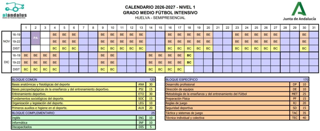 calendario nivel 1 fútbol al Ándalus huelva tarde